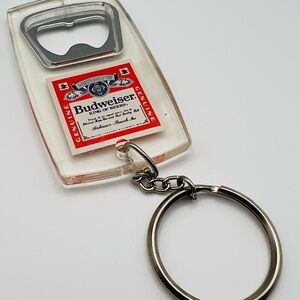 Vintage Budweiser Bottle Opener Keychain Acrylic Bar Promo